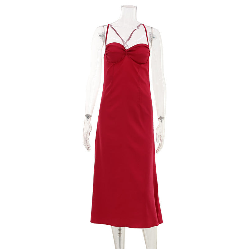 Arrival Solid Color Tube Top High Waist Backless Suspender Sheath Dress by Ragazza