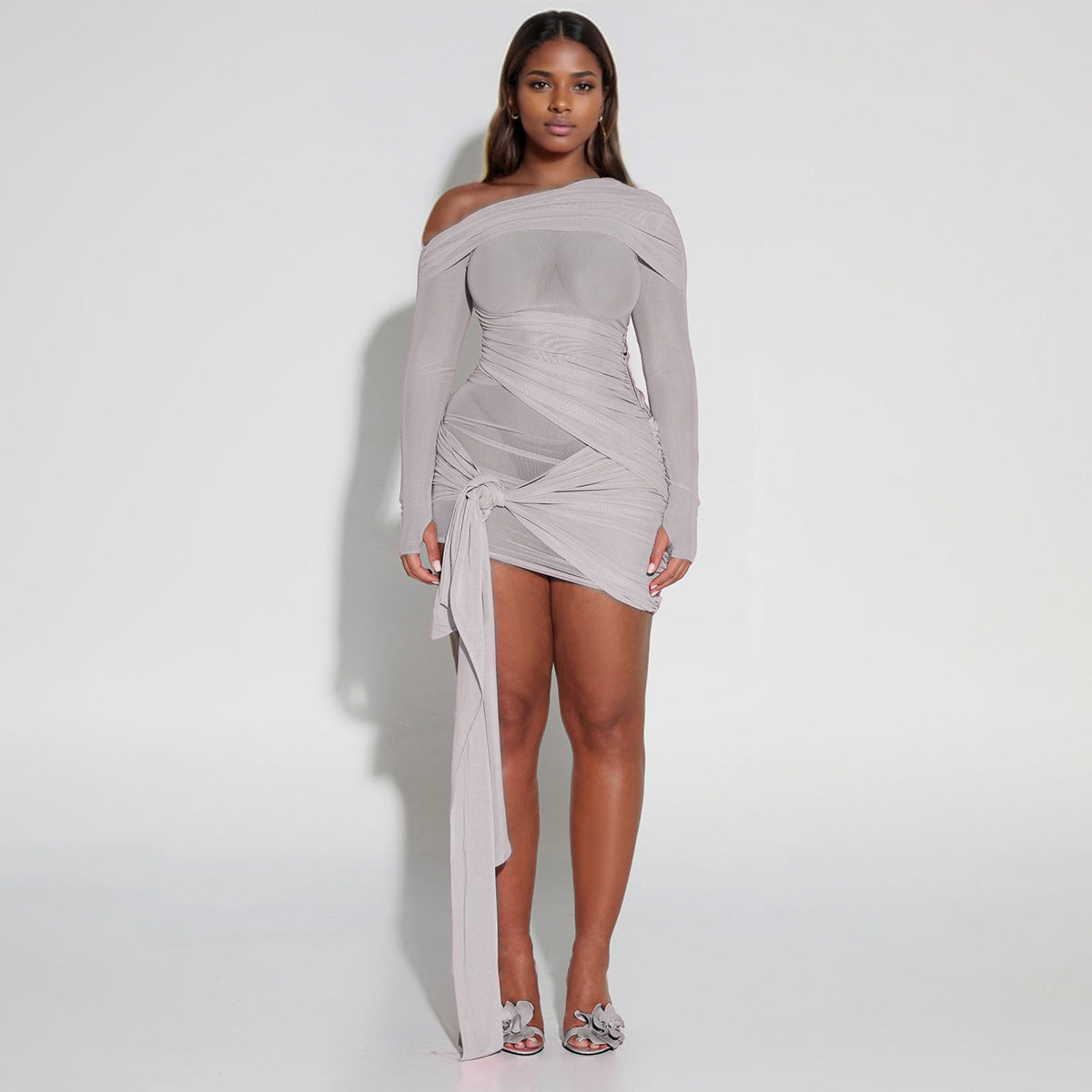 Spring Summer Women Wear Off Neck Design Sexy Pleated Dress Dopamine Sexy by Ragazza