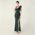 One Shoulder Pleated Ruffled Embellished Beaded Chain Sequined Evening Dress Cocktail Wedding Red Carpet by Ragazza