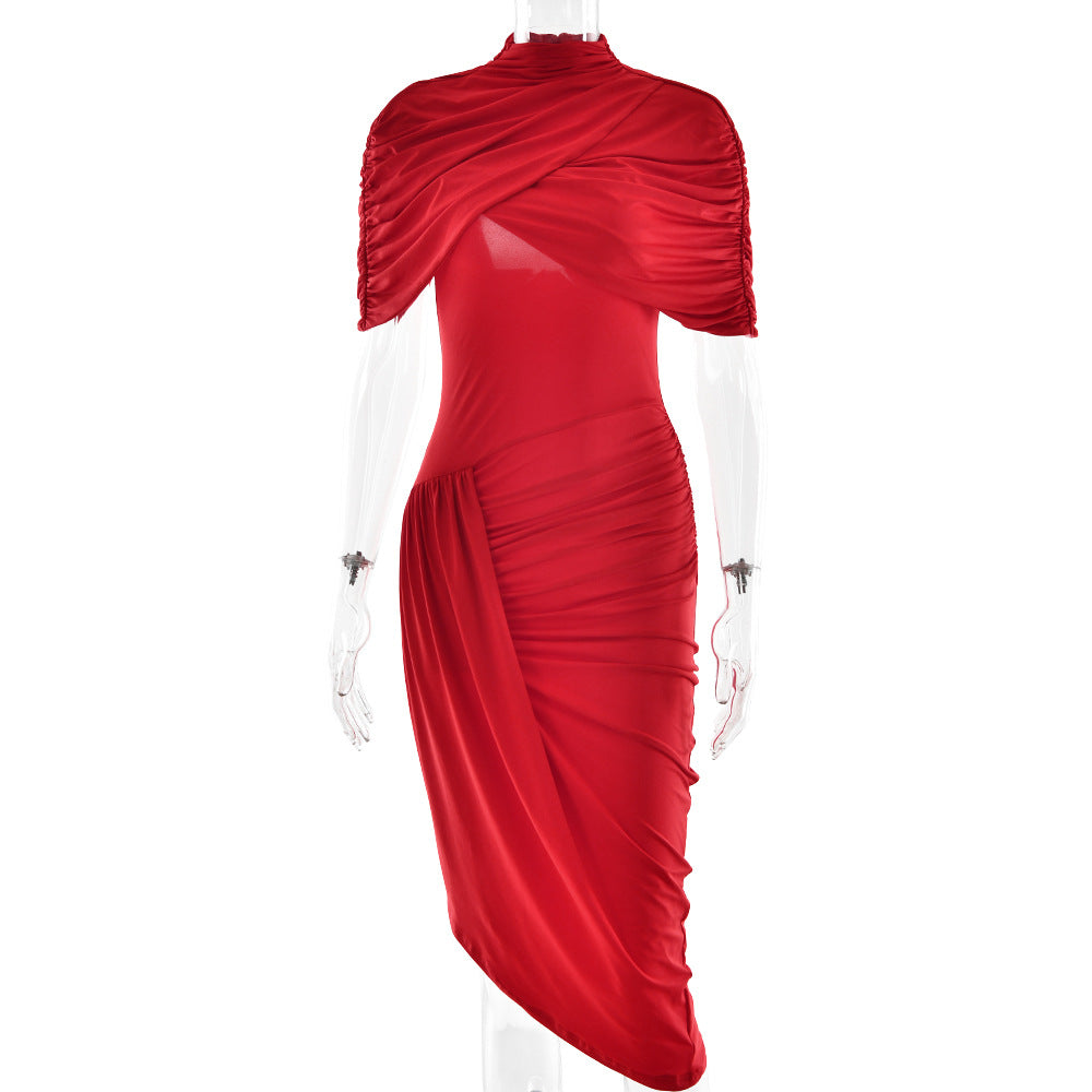Elegant Slim Pleated Dress Sexy Backless Sheath Women Dress by Ragazza
