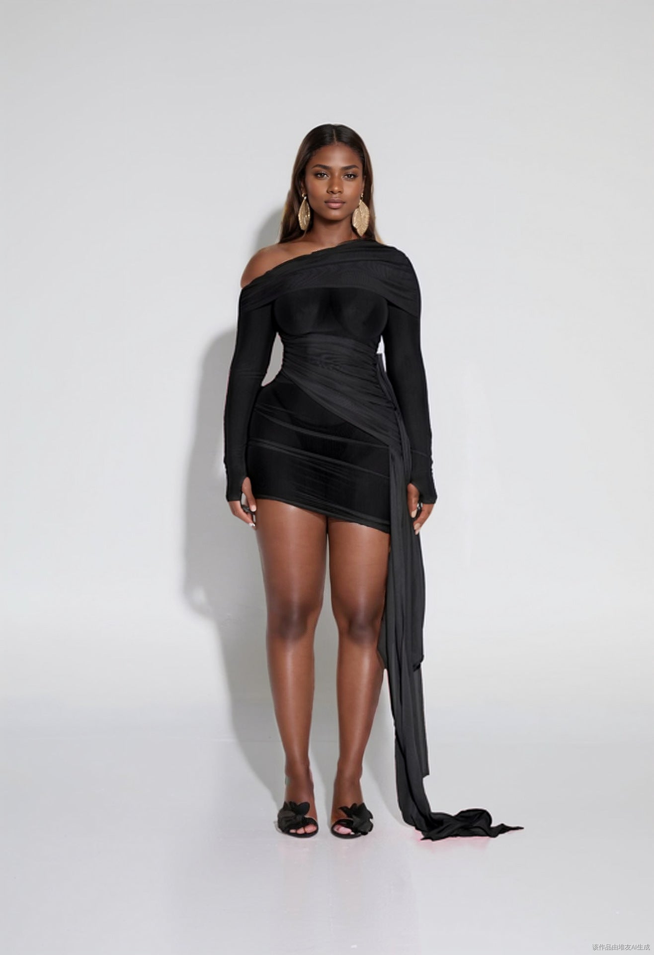 Spring Summer Women Wear Off Neck Design Sexy Pleated Dress Dopamine Sexy by Ragazza
