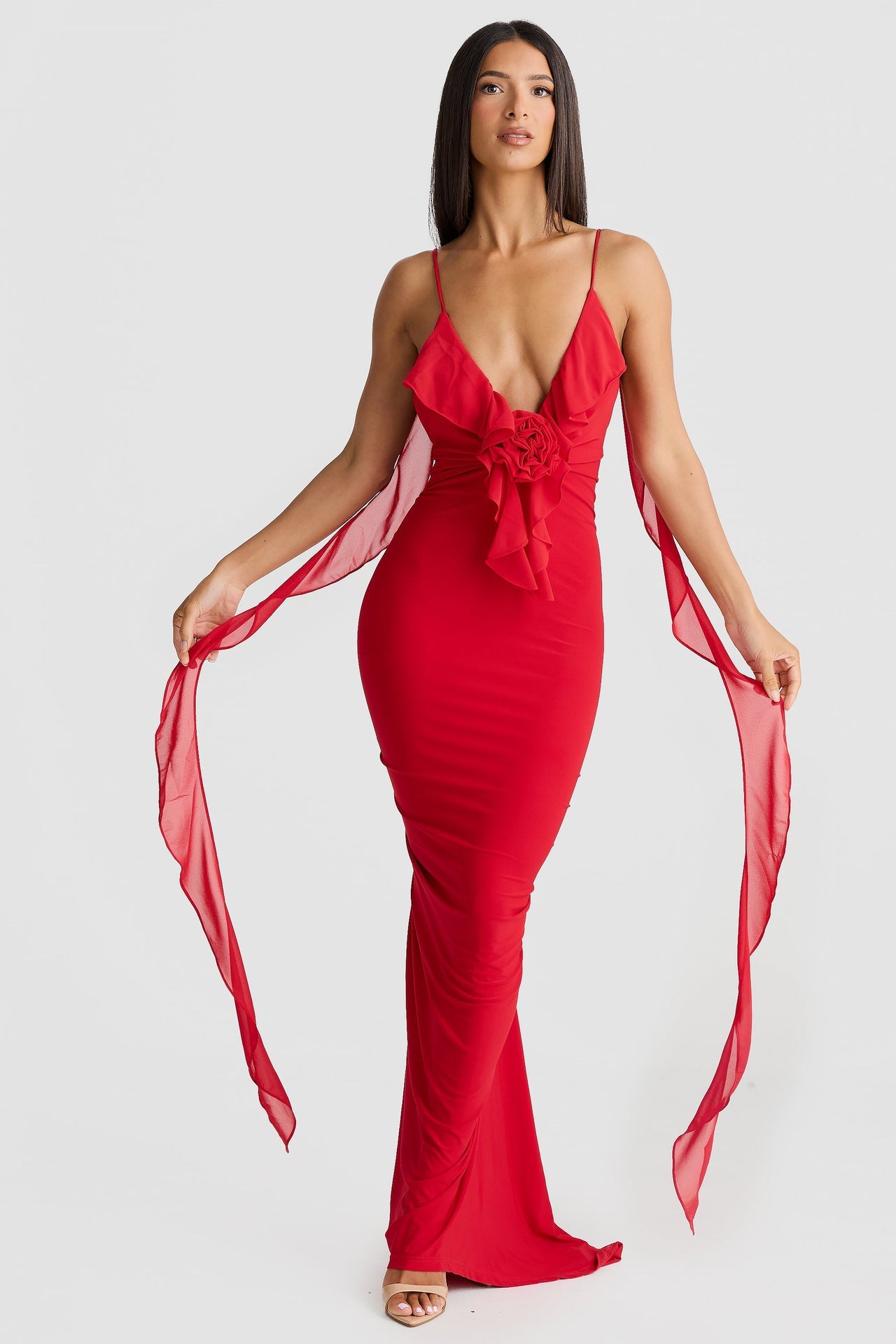 Women Summer Sexy Dress V Neck Backless Slim Fit Shoulder Strap Fishtail Evening Dress by Ragazza
