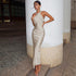 Summer Solid Color Sleeveless Halter Sexy Backless Satin Dress by Ragazza