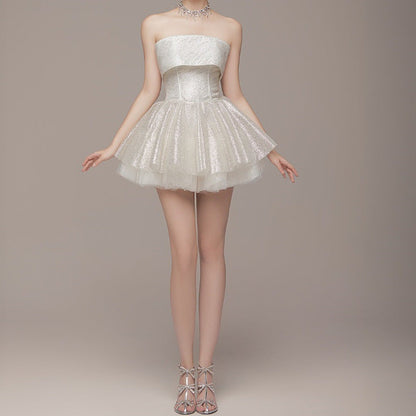 Women Clothing Spring Sexy Elegant Lady off Shoulder Tube Top Short Type Dress Women by Ragazza