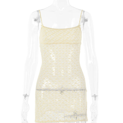 Summer See through Slit A Line Sexy Spaghetti Straps Sleeveless Short Dress by Ragazza