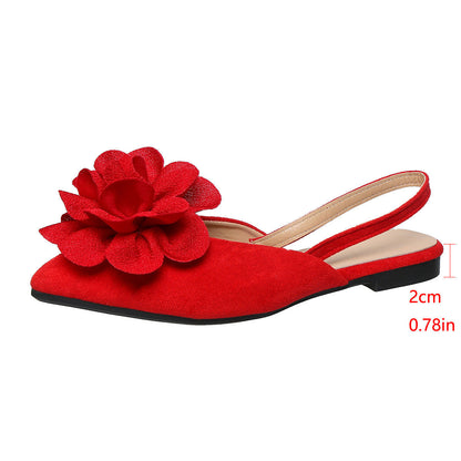 Floral Flat Toe Box Slingback Sandals Women Pointed Toe Slip on Suede Flat Pumps  DestGlow