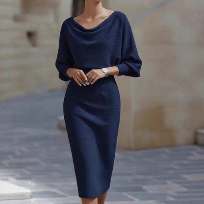 Draped Batwing Sleeve Mid Length Dress by Ragazza