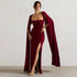 Dress Square Collar Mop Long Sleeve High Slit Solid Color Sexy Dress by Ragazza