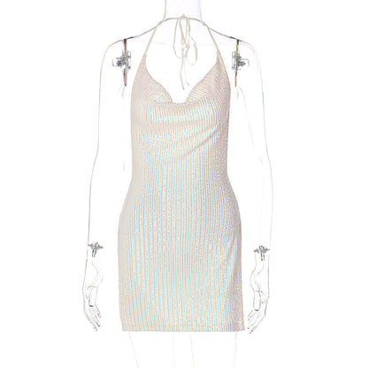 Fried Street Sexy Backless Hollow Out Cutout out Halter Slimming Short Women Dress by Ragazza