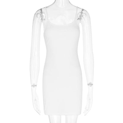 Summer Women Solid Color Cami Dress Sexy Slim Hip Dress by Ragazza