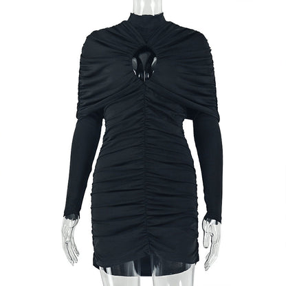 Design Trendy Women Clothing Sexy Cutout Hip Slim Fit Turtleneck Long Sleeve Western Short Dress by Ragazza