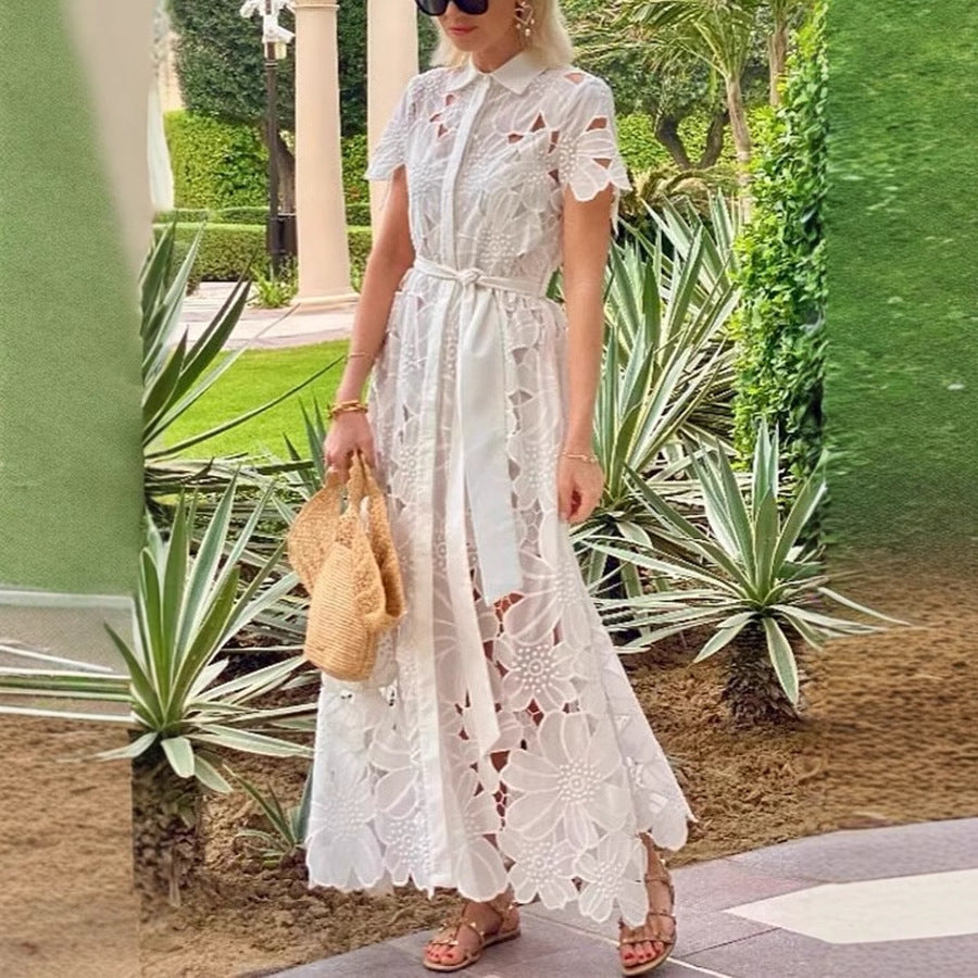 Summer Casual Lace Cardigan Single Breasted Dress Women by Ragazza