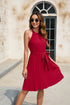 Spring Summer Women Clothing Solid Color Waist Tight Cami Dress Party Party Dress V neck Sleeveless Hem Dress by Ragazza