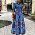 Autumn Winter Women Clothing Casual Denim Stitching Printing Maxi Dress Shirt Dress by Ragazza