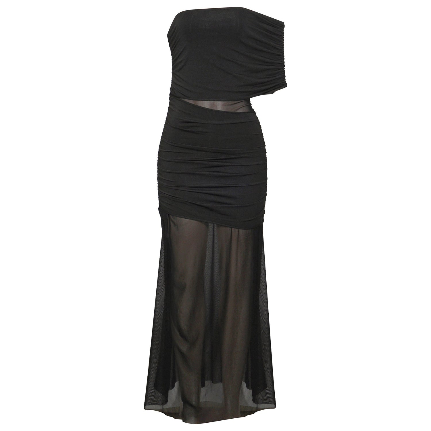 Spring Diagonal Collar Cold Shoulder Elegant Sexy Mesh Stitching Slim Dress by Ragazza