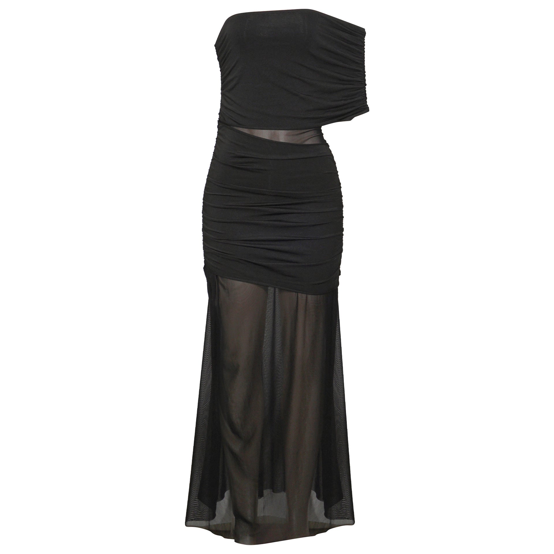 Spring Diagonal Collar Cold Shoulder Elegant Sexy Mesh Stitching Slim Dress by Ragazza