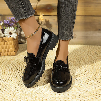 British Low Top Platform Shoes Women Summer round Toe Loafers Small Leather Shoes  DestGlow
