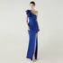 Single Shoulder Craft Beaded Nail Hair Wave Floral Satin High Slit Sexy Evening Dress Evening Cocktail Wedding by Ragazza