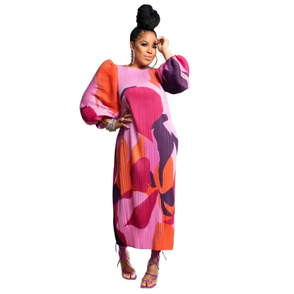 Women Wear Lantern Sleeve Pleated Dress by Ragazza
