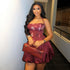 Office Women Clothing Slimming Pleated A line Dress Tight Waist off Neck Halter Short Dress by Ragazza