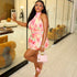 Printed Sweet Women Home Waist A line Dress Soft Holiday Turtleneck Sleeveless Dress by Ragazza