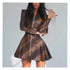 Women Fashionable Fitted Long Sleeve Pleated Faux Leather Zipper Dress by Ragazza