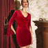 Women Velvet Wine Red Dress Autumn Winter High Grade Slim Dress by Ragazza