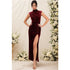Explosion Sleeveless Velvet Evening Dress Women Stand Collar Side Slit Slim Sheath Maxi Dress by Ragazza