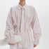 Office Printed Striped Shirt Women Polo Collar Long Sleeve Tie Cinched Blouse by Ragazza