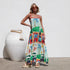 Spring Summer Loose Casual Print off Neck Strap Dress Vacation Dress by Ragazza