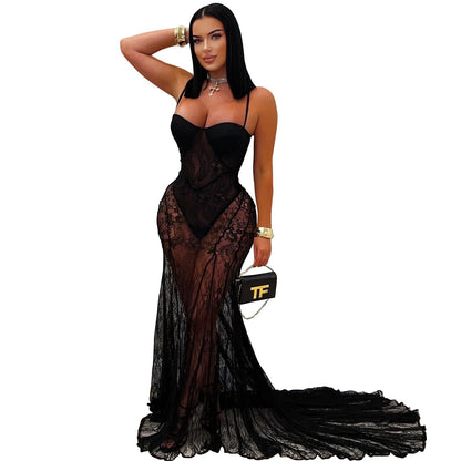 Women Wear Sexy Sling Lace See through Formal Dress by Ragazza
