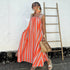 Striped Print Loose A Hem Color Matching Sling Maxi Dress  DestGlow