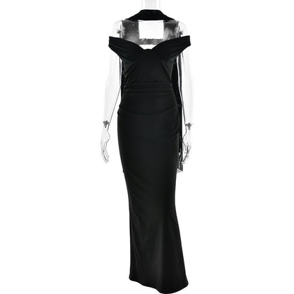 Elegant Tube Top Solid Color Dress Sexy Sleeveless Slim Fit Backless Dress by Ragazza