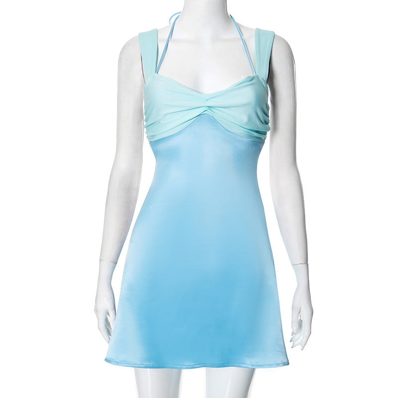 Women Clothing Spring Summer Halter Lace up Backless Sheath Holiday Dress Women by Ragazza
