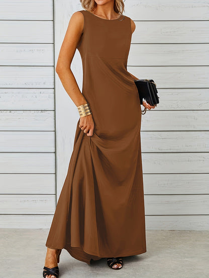 Sexy Sleeveless Dress Solid Color Mid Length Slim Strap Vest Dress by Ragazza