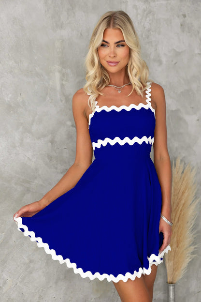 Summer Fresh Sweet Solid Color Sexy Strap Short Dress by Ragazza