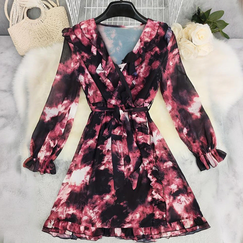 Autumn Bohemian Printed Loose Long Sleeves Short Dress Women Clothing by Ragazza