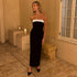 Women Clothing Spring Summer Sexy Tube Top Black White Color Matching Waist Slimming Slit Dress by Ragazza