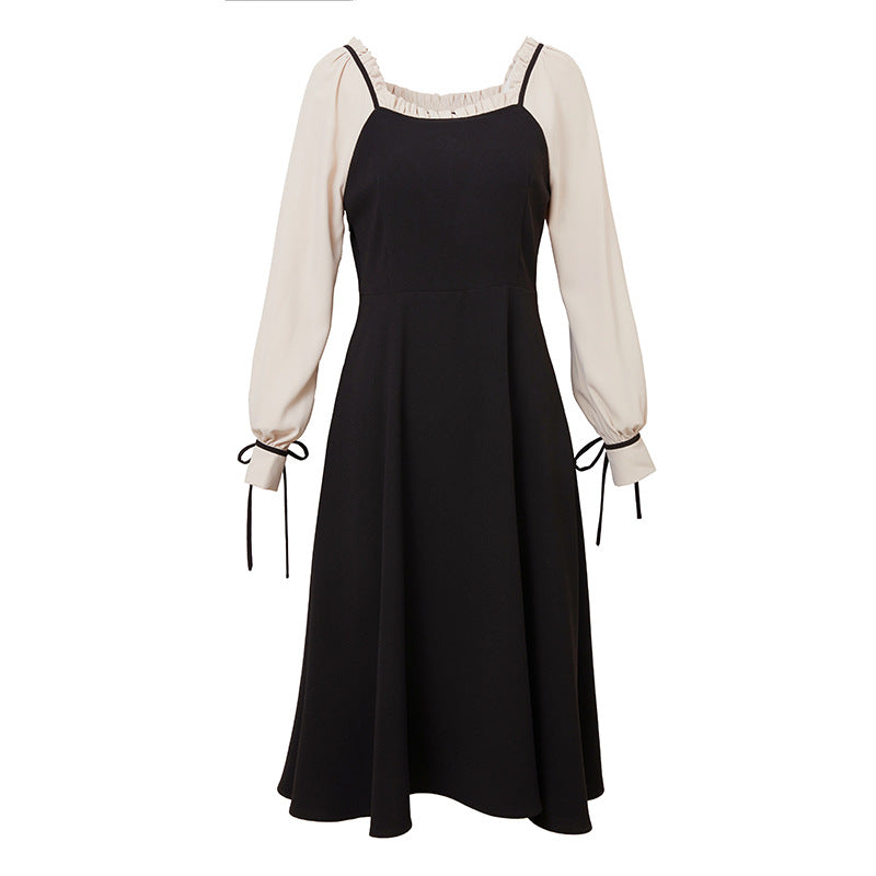 Women Element Spring Autumn Elegant Slimming Dress Elegant Office False Two-Piece Patchwork Dress for Women by Ragazza