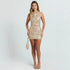 Gold Sequined Halter Elegant Romantic Evening Dress Sexy Dress Backless Hip Dress Women Clothing by Ragazza