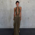 Solid Color Stitching Hollow Out Cutout Backless Sequ Dress Net Women Yarn Vacation Maxi Dress by Ragazza