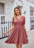 Summer Women Clothing Jacquard V neck Tight Waist Beach Elegant Dress by Ragazza