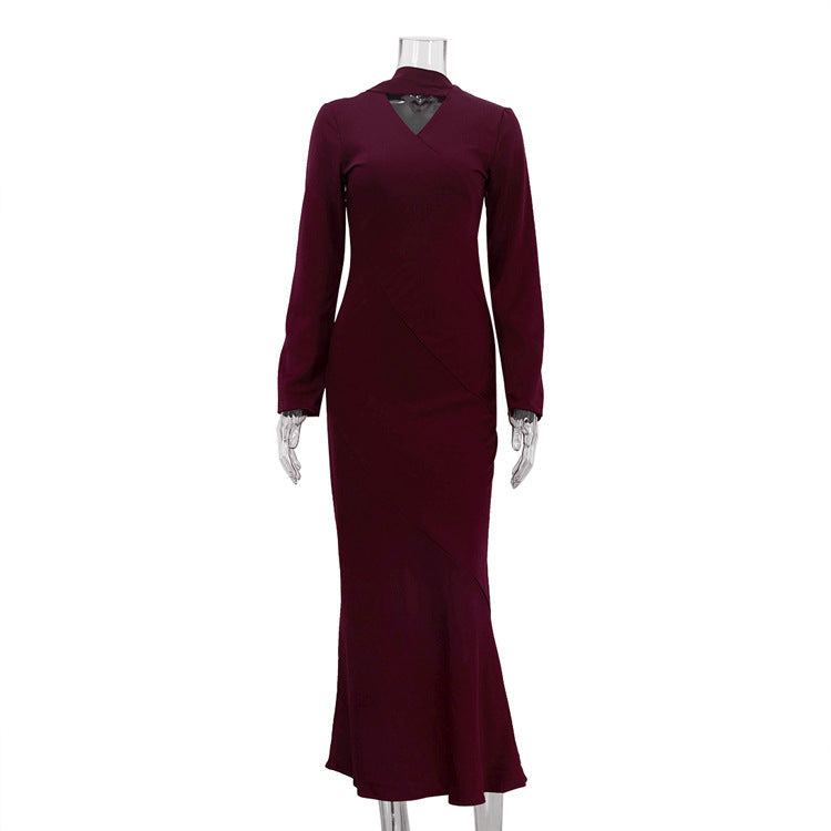 Autumn Scarf V neck Long Sleeve Elegant WomenElegant Dress by Ragazza
