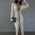 Slim Collared Patchwork Women Long Sleeved Cardigan Dress by Ragazza