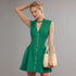 Women Clothing Tight Waist Office V neck Zip Placket Dress Summer Women by Ragazza