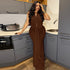 Women Clothing Fitted Waist Pleated Lace-up Hip Skirt Halter Sexy Backless Home Comfortable Maxi Dress by Ragazza