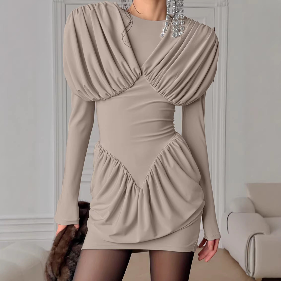 Niche Black Elegant Dress Slim Waist Spring Women Clothing by Ragazza