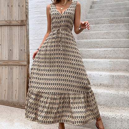 Summer Women Rhombus Prints Sleeveless Dress by Ragazza