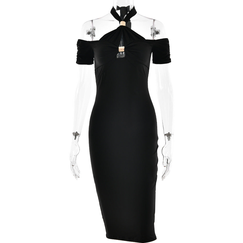 Summer Elegant Halter Slim Fit Dress Sexy Backless Sleeveless Sheath Dress Women by Ragazza
