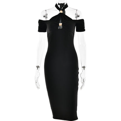 Summer Elegant Halter Slim Fit Dress Sexy Backless Sleeveless Sheath Dress Women by Ragazza
